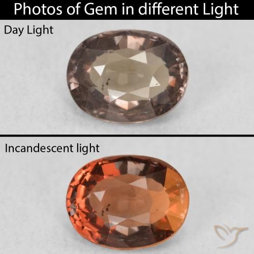 0.94ct Natural Marrom escuro Granada que muda de cor, oval, VS