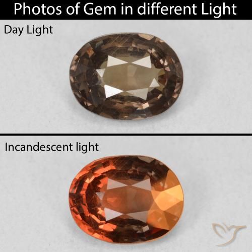 1.26ct Natural Marrom escuro Granada que muda de cor, oval, VS