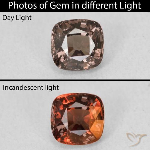 1.03ct Natural Castanho claro médio Granada que muda de cor, Almofada, VVS