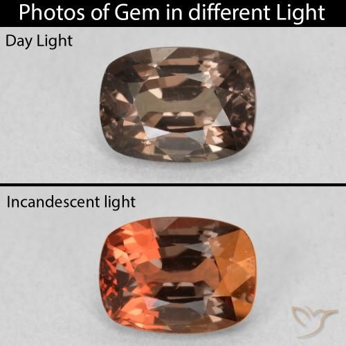 1.17ct Natural Castanho claro médio Granada que muda de cor, Almofada, VVS