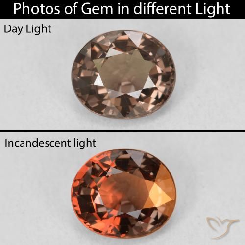 1.35ct Natural Castanho médio Granada que muda de cor, oval, VVS