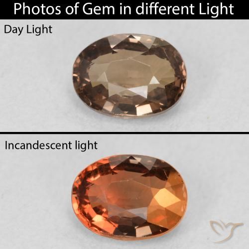 1.16ct Natural Castanho médio Granada que muda de cor, oval, VVS