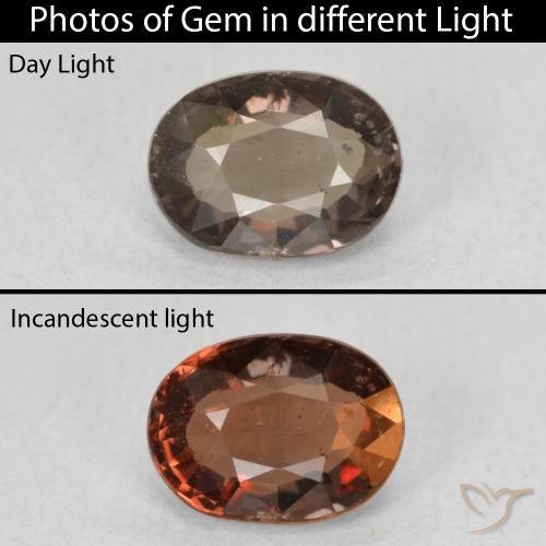 1.17ct Natural Marrom Quente Granada que muda de cor, oval, VS