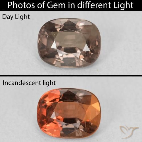 1.13ct Natural Castanho claro médio Granada que muda de cor, Almofada, VS