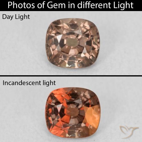 0.95ct Natural Castanho médio Granada que muda de cor, Almofada, VS
