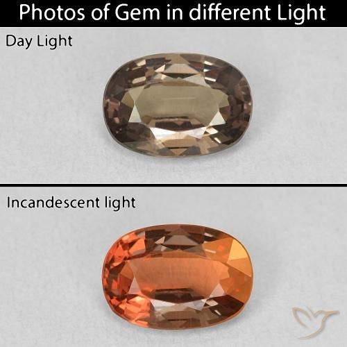 1.07ct Natural Castanho claro médio Granada que muda de cor, oval, VVS-VS