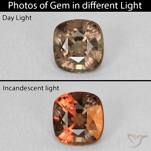 1.13ct Natural Castanho claro médio Granada que muda de cor, Almofada, VVS-VS