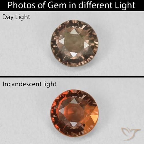 1.20ct Natural Castanho claro médio Granada que muda de cor, Redondo, VVS-VS