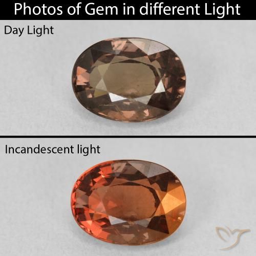 1.64ct Natural Castanho claro médio Granada que muda de cor, oval, VS