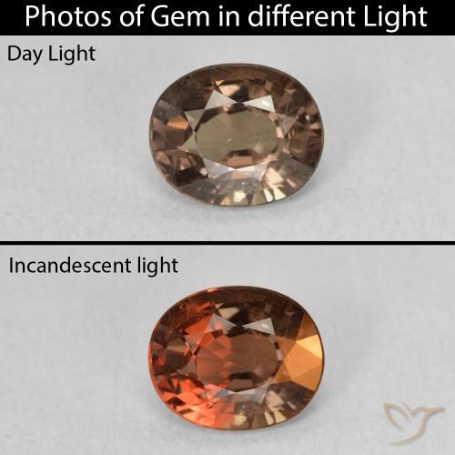 1.16ct Natural Castanho claro médio Granada que muda de cor, oval, VS