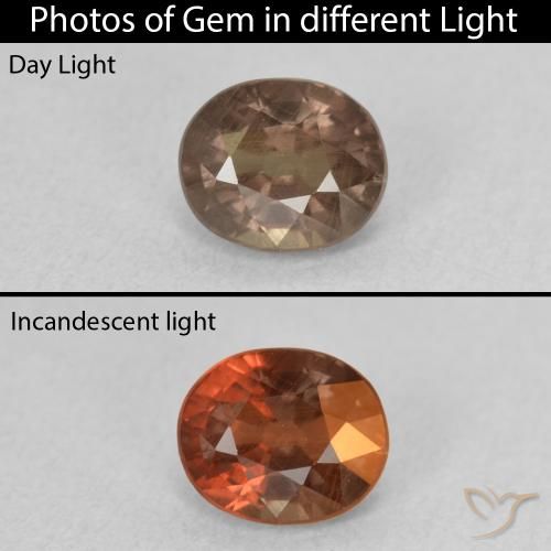 1.21ct Natural Castanho claro médio Granada que muda de cor, oval, VS