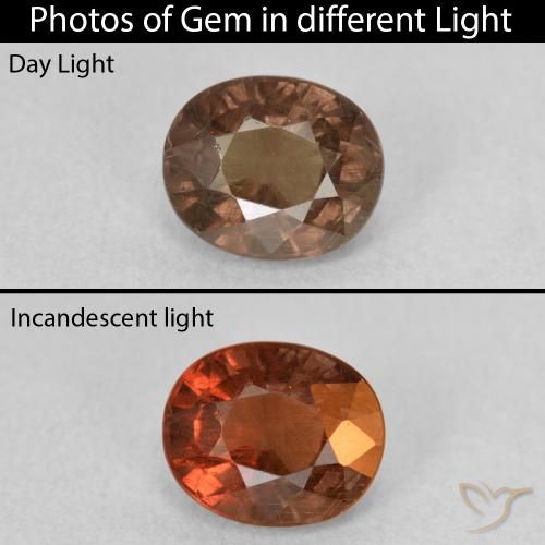 1.53ct Natural Castanho claro médio Granada que muda de cor, oval, VS