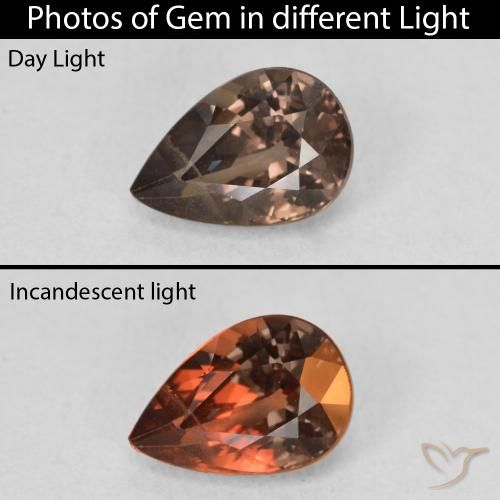 1.27ct Natural Marrom escuro Granada que muda de cor, Formato de pêra, VS