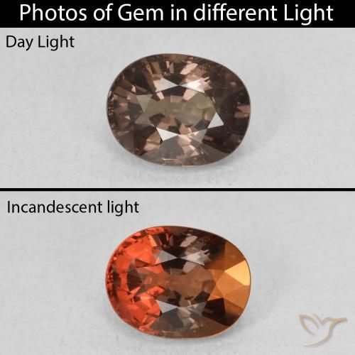 1.57ct Natural Marrom escuro Granada que muda de cor, oval, VS