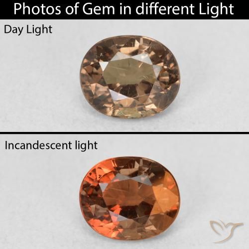 0.94ct Natural Marrom escuro Granada que muda de cor, oval, VS