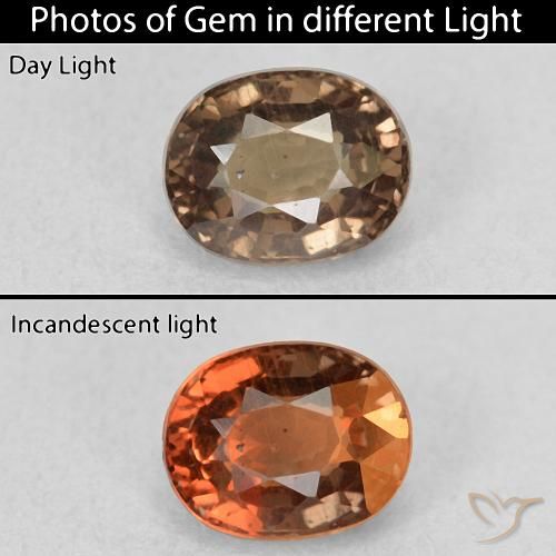0.99ct Natural Marrom escuro Granada que muda de cor, oval, VS
