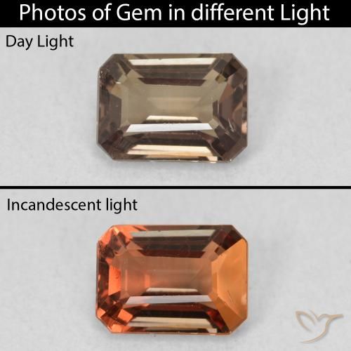 1.08ct Natural Marrom escuro Granada que muda de cor, Corte Esmeralda, VVS-VS
