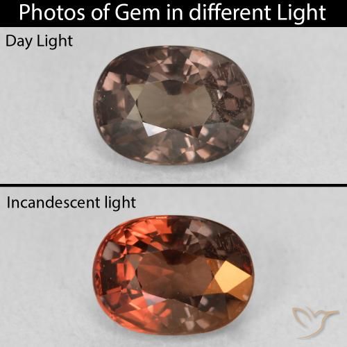 1.47ct Natural Marrom escuro Granada que muda de cor, oval, VVS-VS