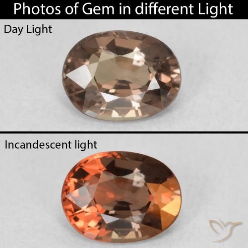 1.13ct Natural Marrom escuro Granada que muda de cor, oval, VVS-VS