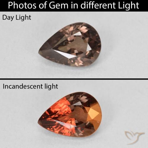 1.81ct Natural Castanho claro médio Granada que muda de cor, Formato de pêra, VS