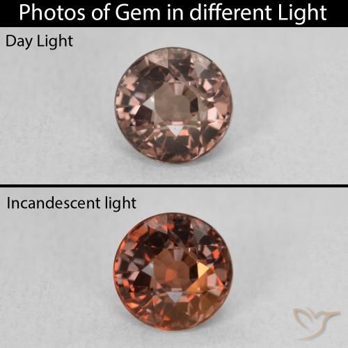 1.15ct Natural Castanho claro médio Granada que muda de cor, Redondo, VS