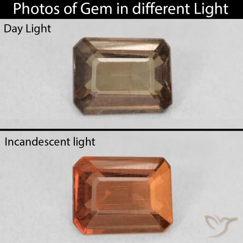 0.91ct Natural Marrom escuro Granada que muda de cor, Corte Esmeralda, VS