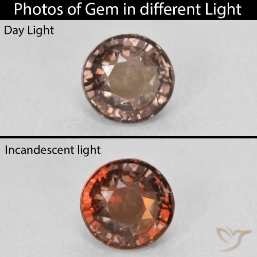 1.11ct Natural Marrom escuro Granada que muda de cor, Redondo, VS