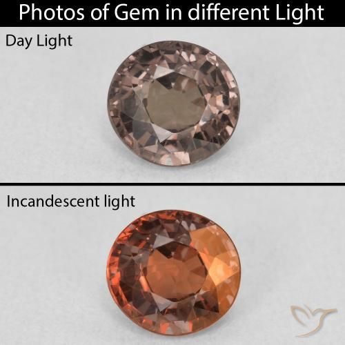 0.99ct Natural Pecan Brown Granada que muda de cor, Redondo, VS