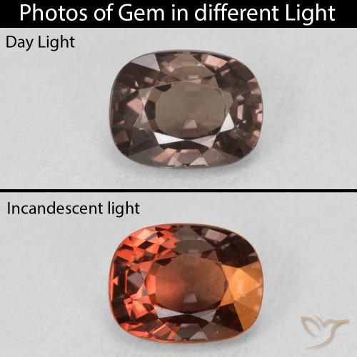 1.47ct Natural Marrom escuro Granada que muda de cor, Almofada, VS