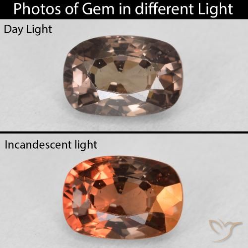 1.39ct Natural Marrom escuro Granada que muda de cor, Almofada, VS