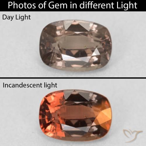1.04ct Natural Castanho claro médio Granada que muda de cor, Almofada, VS