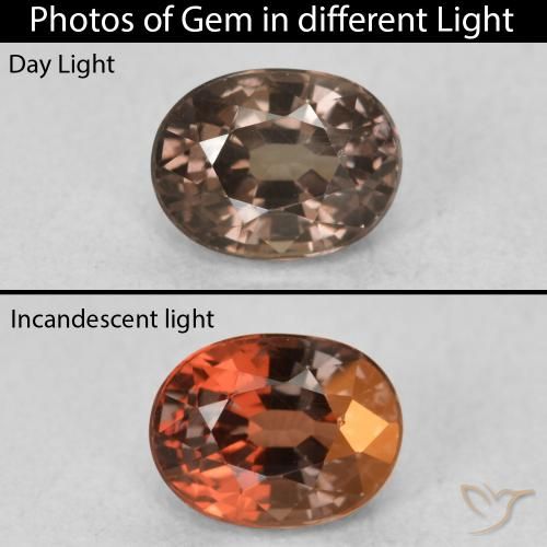 0.98ct Natural Marrom escuro Granada que muda de cor, oval, VVS