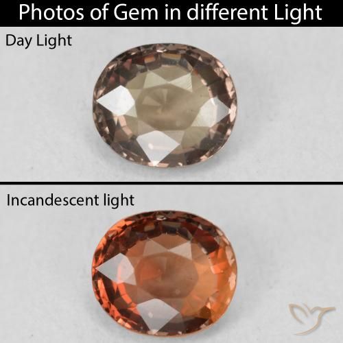 1.16ct Natural Marrom escuro Granada que muda de cor, oval, VVS