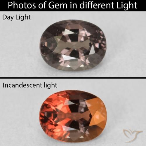 0.92ct Natural Pecan Brown Granada que muda de cor, oval, VVS