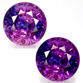 Safira de mudança de cor multicolorido natural 1,22ct, corte redondo, VS-SI