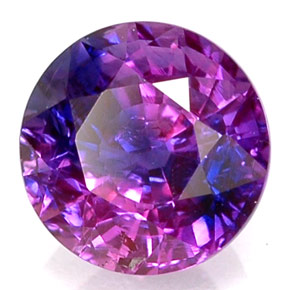 Safira de mudança de cor multicolorido natural 1,22ct, corte redondo, VS-SI