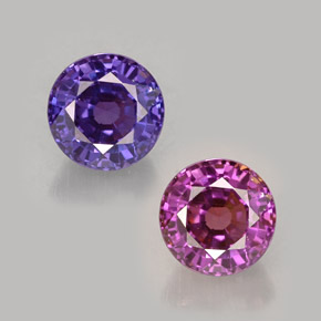 Safira de mudança de cor multicolorido natural 0,77ct, corte redondo, VS