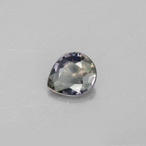 Safira de mudança de cor multicolorido natural 0,61ct, formato de pêra, VS