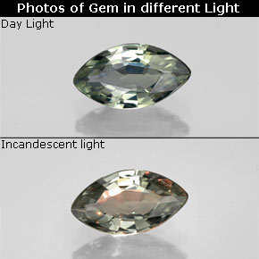 Safira de mudança de cor multicolorido natural 0,71ct, marquise, VVS