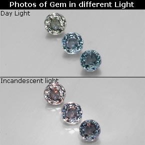 Pedras preciosas de Safira de Mudança de Cor Multicolorido natural de  ct, Corte Redondo, VVS-VS