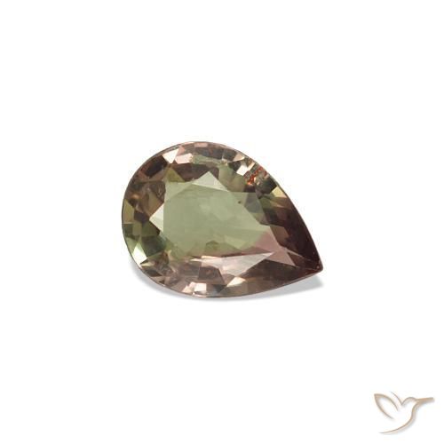 Safira que muda de cor Castanho claro médio Natural 0.22ct, Formato de pêra, VVS