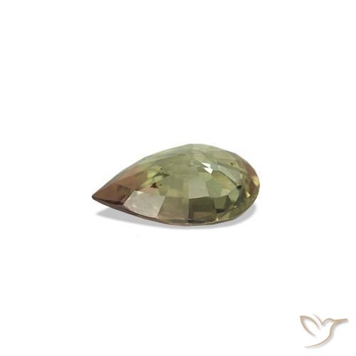 Safira que muda de cor Castanho claro médio Natural 0.22ct, Formato de pêra, VVS