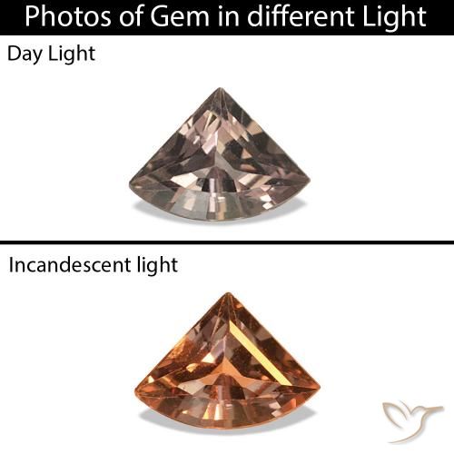 Safira que muda de cor Castanho claro médio Natural 0.21ct, Forma extravagante, VVS