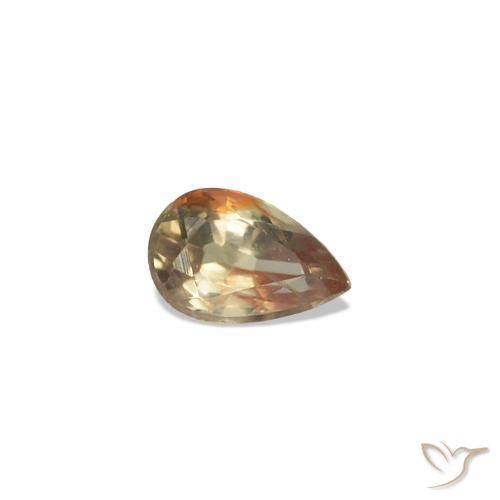 Safira que muda de cor Amarelo acastanhado Natural 0.12ct, Formato de pêra, VVS