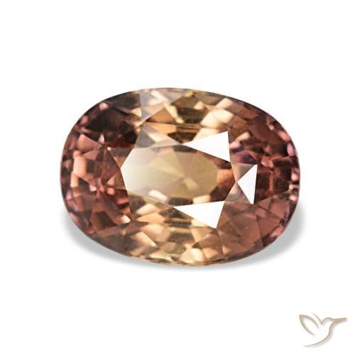 Safira de mudança de cor marrom natural 1,45ct, corte oval, VVS