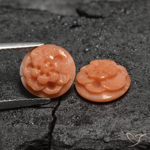 Pedras preciosas de coral rosa natural de 4,26 ct, corte flor, opaco