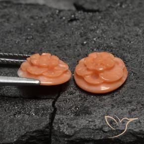 Pedras preciosas de coral rosa natural de 4,26 ct, corte flor, opaco