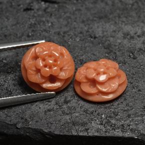 Pedras preciosas de coral rosa natural de 5,05 ct, corte flor, opaco