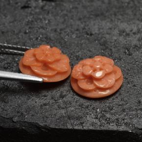 Pedras preciosas de coral rosa natural de 5,05 ct, corte flor, opaco