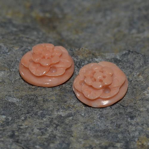 Pedras preciosas de coral rosa natural de 4,93 ct, corte flor, opaco